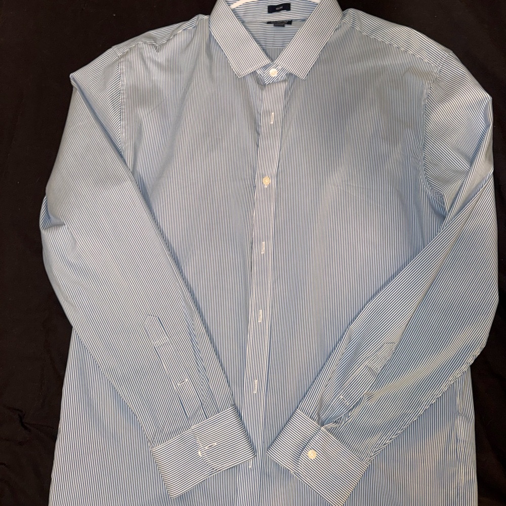 J. Crew Men's Light Blue Pinstripe Dress Shirt